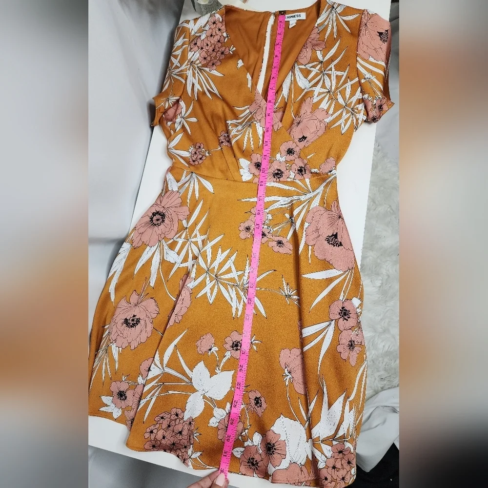 Express Orange Floral Mini Summer Dress - Picture 8 of 8